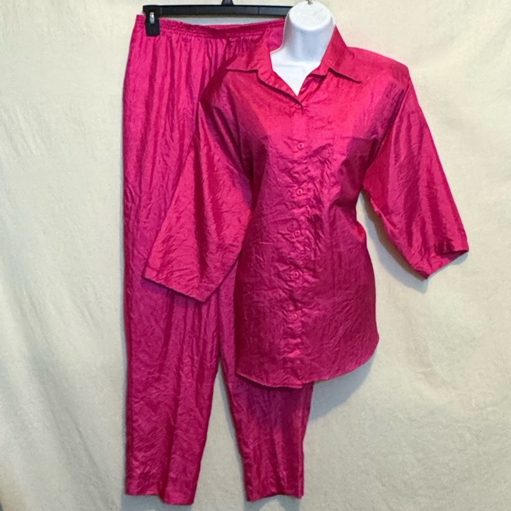 B-282 Park Place Vintage Pink 2-Piece Pantsuit Size L‎